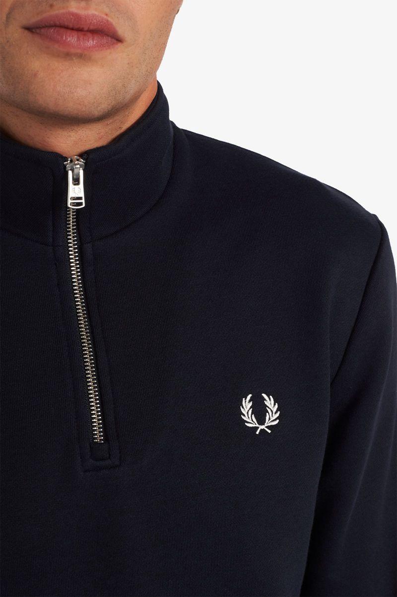 Navy Fred Perry Half Zip Men's Sweatshirts | PH 1585JPQJ